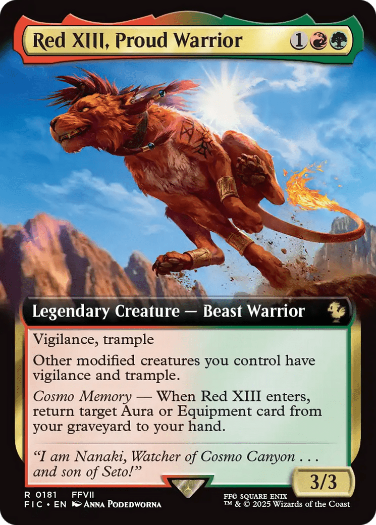 Red XIII, Proud Warrior (Extended Art) [FINAL FANTASY Commander] MTG Single Magic: The Gathering  | Multizone: Comics And Games