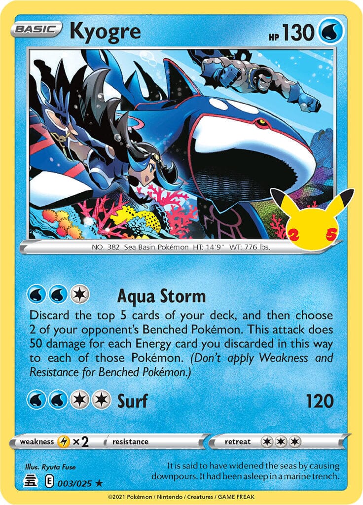 Kyogre (003/025) [Celebrations: 25th Anniversary] Pokemon Single Pokémon  | Multizone: Comics And Games