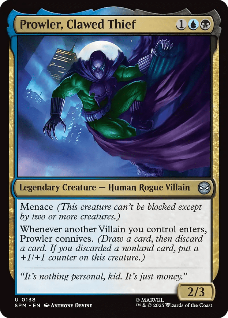 Prowler, Clawed Thief [Marvel's Spider-Man] MTG Single Magic: The Gathering  | Multizone: Comics And Games