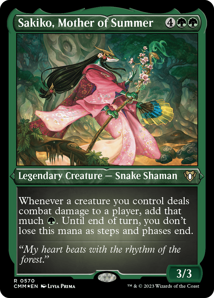 Sakiko, Mother of Summer (Foil Etched) [Commander Masters] MTG Single Magic: The Gathering  | Multizone: Comics And Games