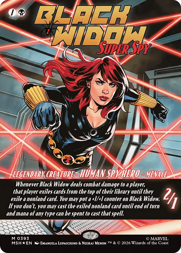 Black Widow, Super Spy (Borderless) (0393) [Marvel Super Heroes] MTG Single Magic: The Gathering  | Multizone: Comics And Games