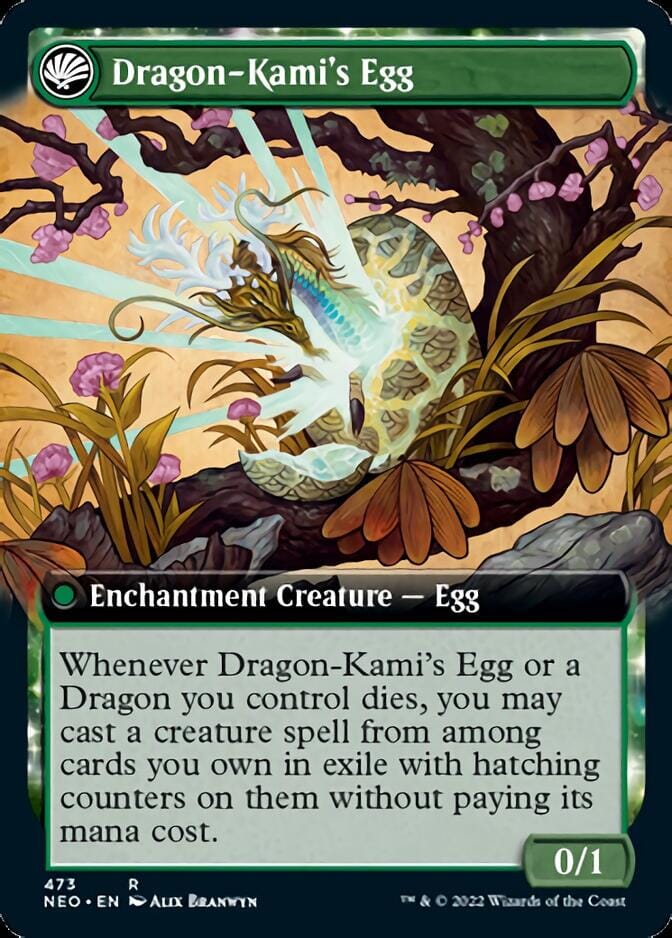 The Dragon-Kami Reborn // Dragon-Kami's Egg (Extended Art) [Kamigawa: Neon Dynasty] MTG Single Magic: The Gathering  | Multizone: Comics And Games