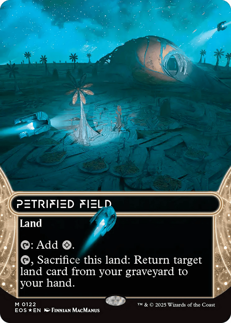Petrified Field (0122) (Borderless) (Galaxy Foil) [Edge of Eternities: Stellar Sights] MTG Single Magic: The Gathering  | Multizone: Comics And Games