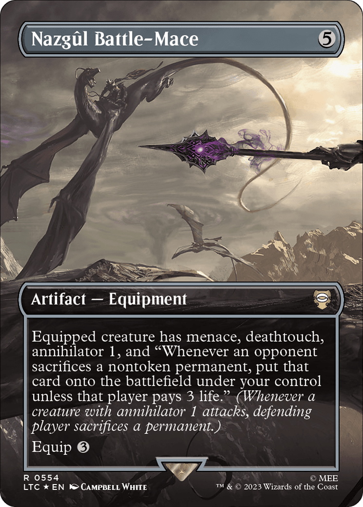 Nazgul Battle-Mace (Borderless) (Surge Foil) [The Lord of the Rings: Tales of Middle-Earth Commander] MTG Single Magic: The Gathering  | Multizone: Comics And Games
