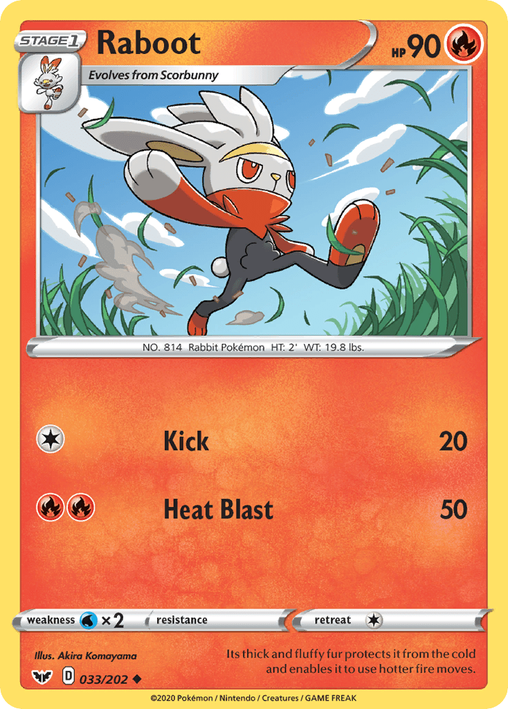 Raboot (033/202) [Sword & Shield: Base Set] Pokemon Single Pokémon  | Multizone: Comics And Games