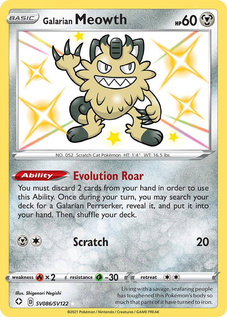 Galarian Meowth (SV086/SV122) [Sword & Shield: Shining Fates] Pokemon Single Pokémon  | Multizone: Comics And Games