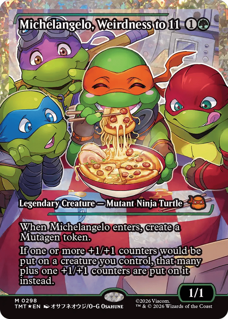 Michelangelo, Weirdness to 11 (Showcase) (Fracture Foil) [Teenage Mutant Ninja Turtles] MTG Single Magic: The Gathering  | Multizone: Comics And Games