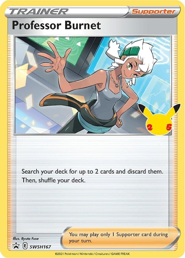 Professor Burnet (SWSH167) (25th Anniversary Stamp) [Sword & Shield: Black Star Promos] Pokemon Single Pokémon  | Multizone: Comics And Games