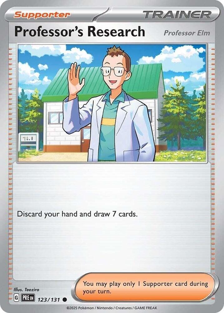 Professor's Research (123/131) [Professor Elm] [Scarlet & Violet: Prismatic Evolutions] Pokemon Single Pokémon  | Multizone: Comics And Games