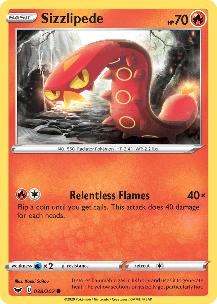 Sizzlipede (038/202) [Sword & Shield: Base Set] Pokemon Single Pokémon  | Multizone: Comics And Games