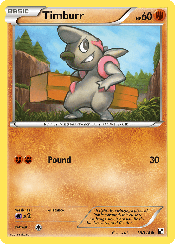 Timburr (58/114) [Black & White: Base Set] Pokemon Single Pokémon  | Multizone: Comics And Games