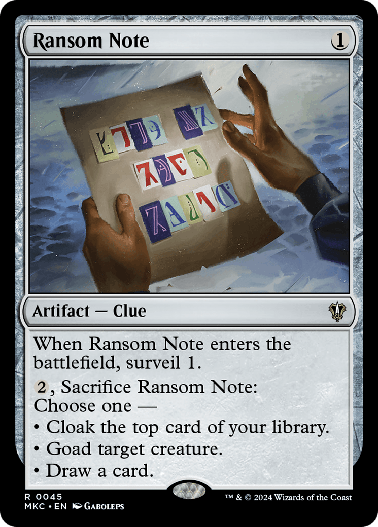 Ransom Note (0045) [Murders at Karlov Manor Commander] MTG Single Magic: The Gathering  | Multizone: Comics And Games