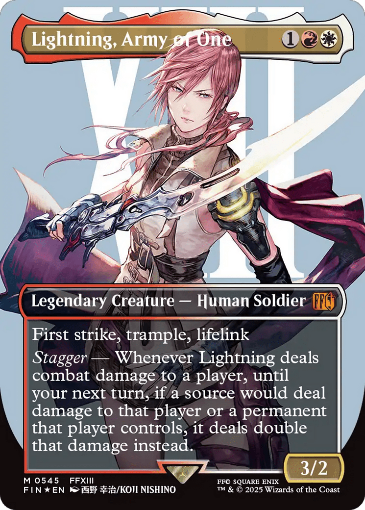 Lightning, Army of One (Borderless) (Surge Foil) [FINAL FANTASY] MTG Single Magic: The Gathering  | Multizone: Comics And Games