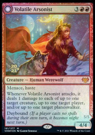 Volatile Arsonist // Dire-Strain Anarchist [Innistrad: Crimson Vow Prerelease Promos] MTG Single Magic: The Gathering  | Multizone: Comics And Games