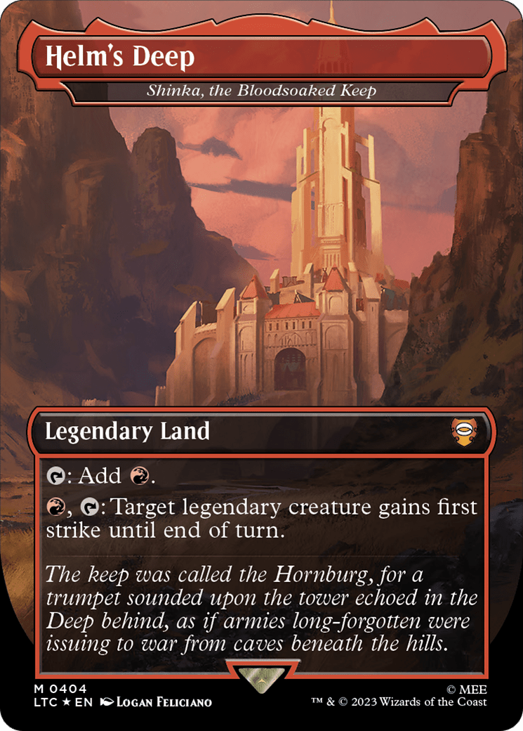 Helm's Deep - Shinka, the Bloodsoaked Keep (Surge Foil Realms and Relics) [The Lord of the Rings: Tales of Middle-Earth Commander] MTG Single Magic: The Gathering  | Multizone: Comics And Games