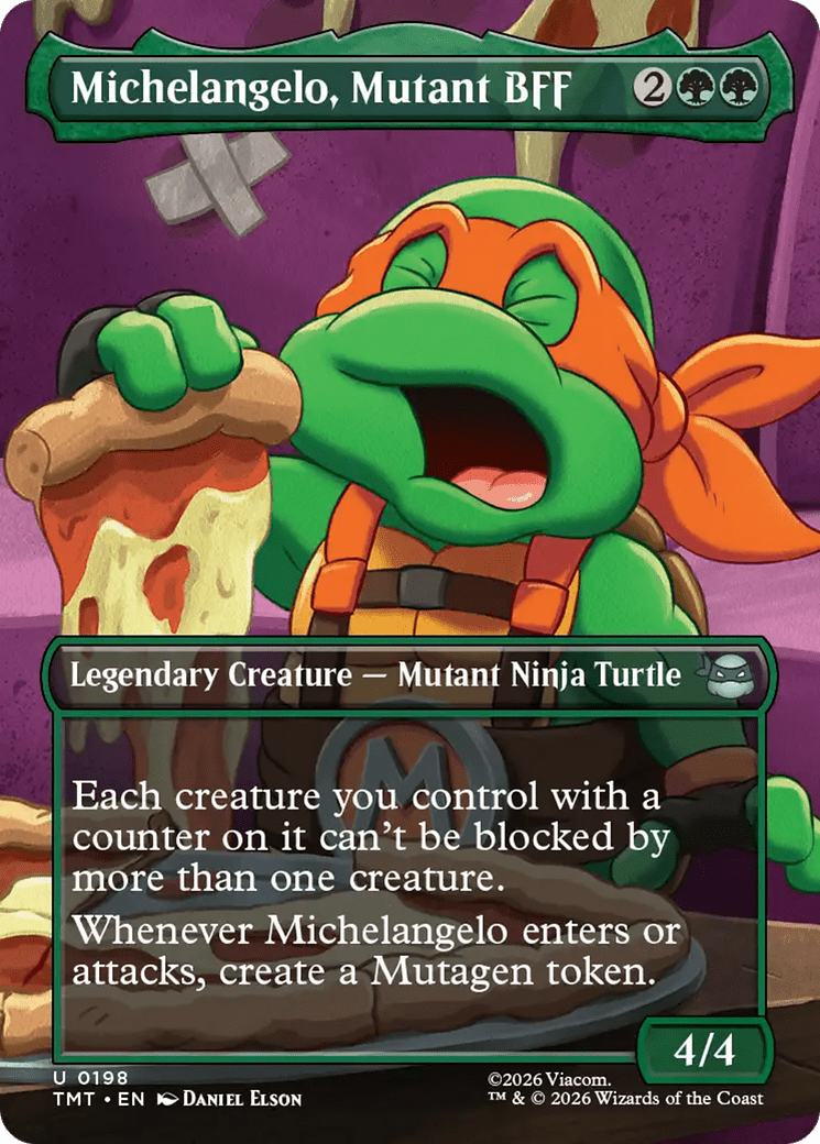 Michelangelo, Mutant BFF (Borderless) [Teenage Mutant Ninja Turtles] MTG Single Magic: The Gathering  | Multizone: Comics And Games