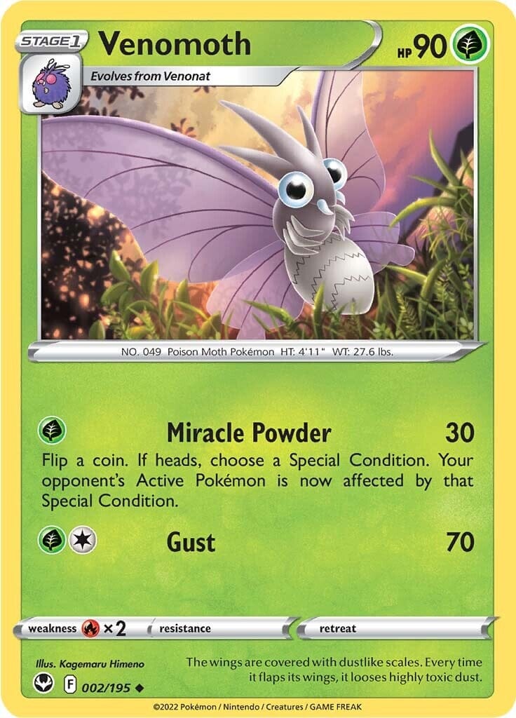 Venomoth (002/195) [Sword & Shield: Silver Tempest] Pokemon Single Pokémon  | Multizone: Comics And Games