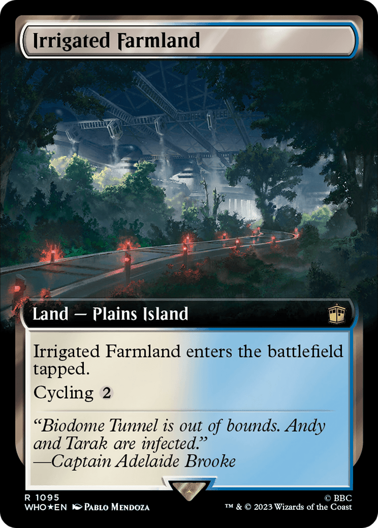 Irrigated Farmland (Extended Art) (Surge Foil) [Doctor Who] MTG Single Magic: The Gathering  | Multizone: Comics And Games