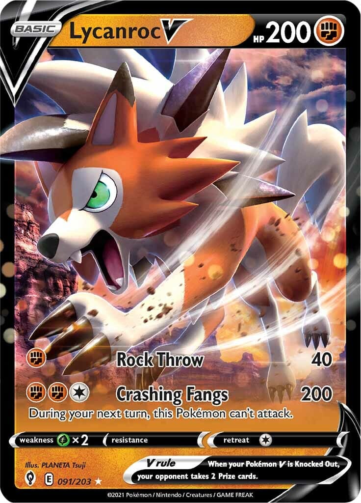 Lycanroc V (091/203) [Sword & Shield: Evolving Skies] Pokemon Single Pokémon  | Multizone: Comics And Games