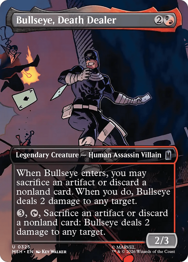 Bullseye, Death Dealer (Borderless) [Marvel Super Heroes] MTG Single Magic: The Gathering  | Multizone: Comics And Games
