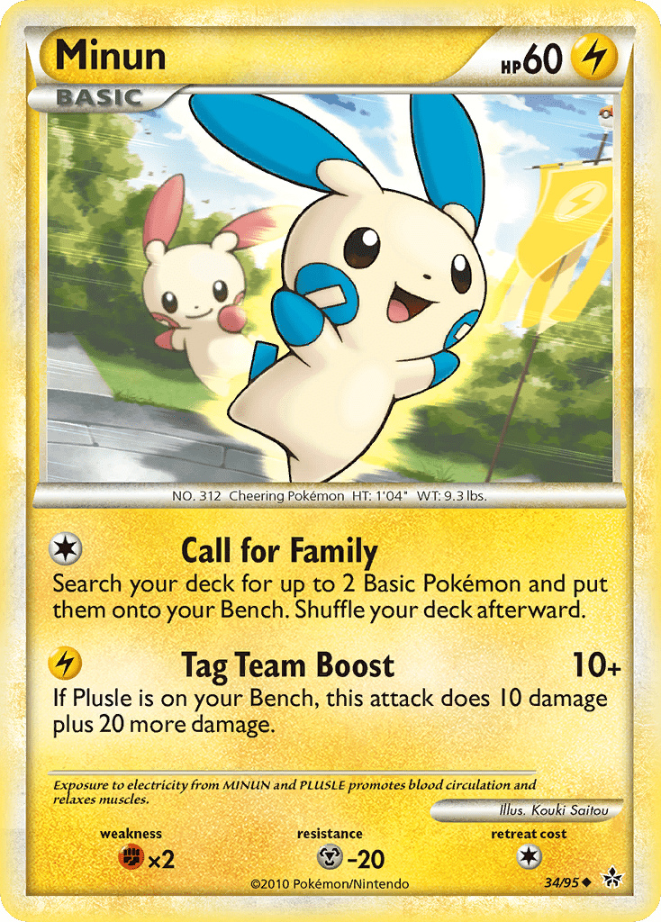 Minun (34/95) [HeartGold & SoulSilver: Unleashed] Pokemon Single Pokémon  | Multizone: Comics And Games