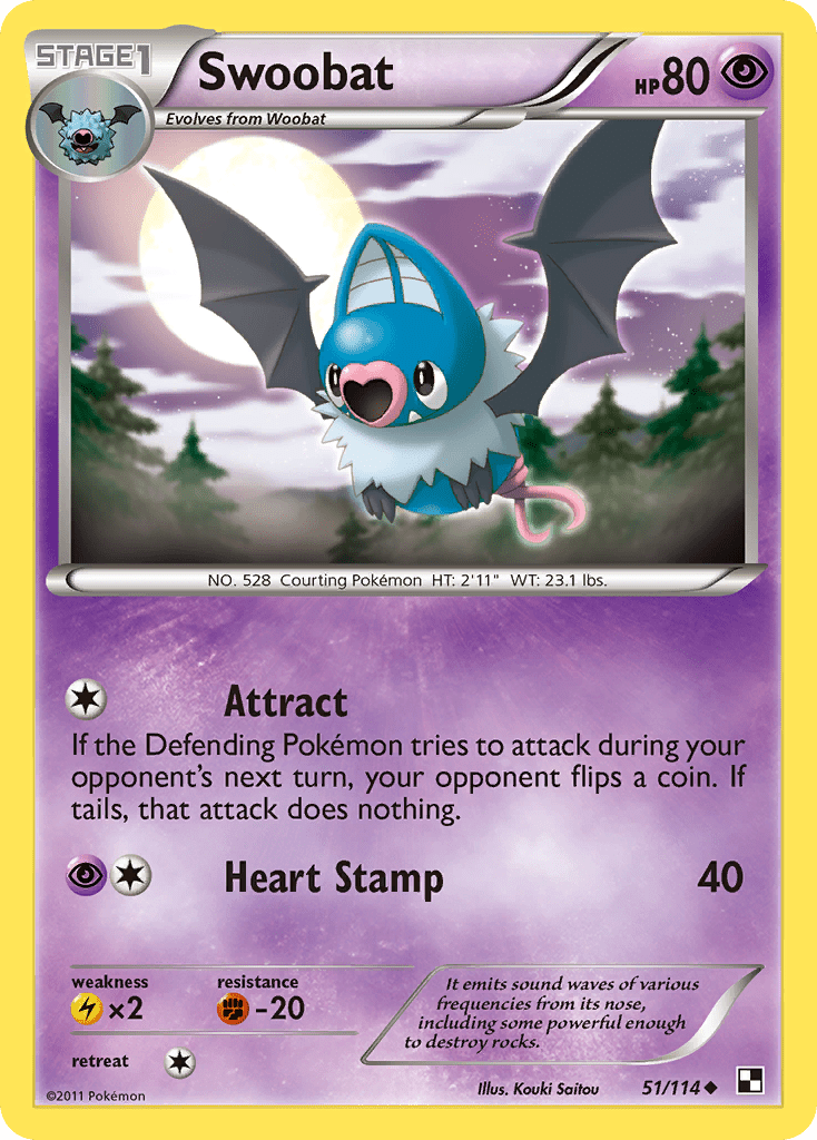 Swoobat (51/114) [Black & White: Base Set] Pokemon Single Pokémon  | Multizone: Comics And Games