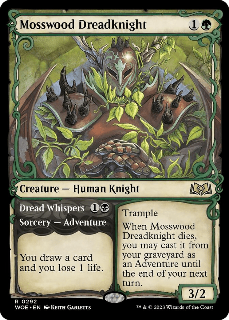 Mosswood Dreadknight // Dread Whispers (Showcase) [Wilds of Eldraine] MTG Single Magic: The Gathering  | Multizone: Comics And Games