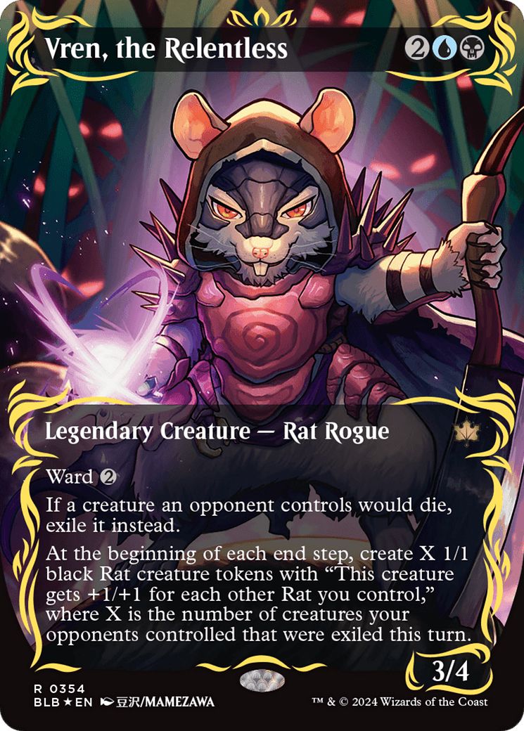 Vren, the Relentless (Borderless) (Raised Foil) [Bloomburrow] MTG Single Magic: The Gathering  | Multizone: Comics And Games