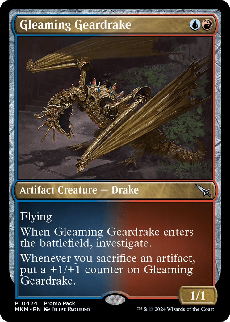 Gleaming Geardrake (Promo Pack) [Murders at Karlov Manor Promos] MTG Single Magic: The Gathering  | Multizone: Comics And Games