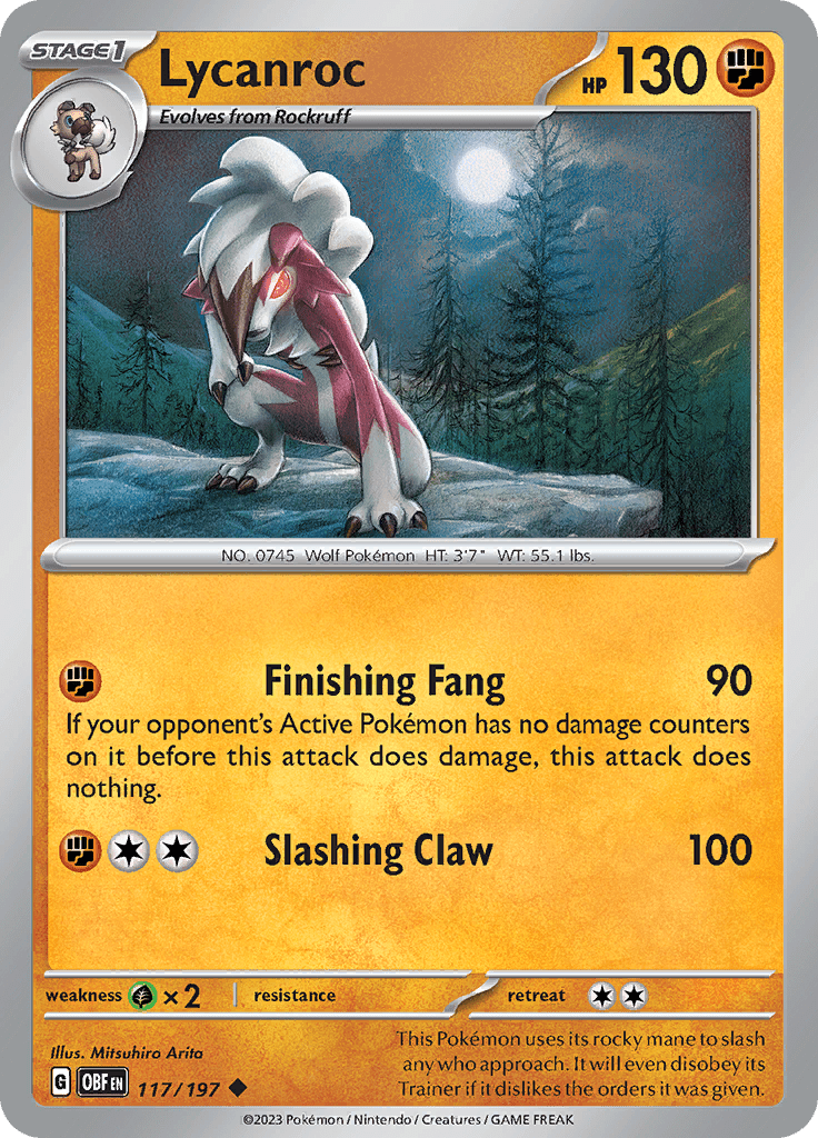 Lycanroc (117/197) [Scarlet & Violet: Obsidian Flames] Pokemon Single Pokémon  | Multizone: Comics And Games