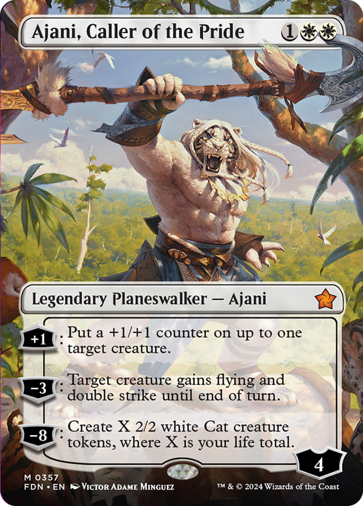 Ajani, Caller of the Pride (Borderless) [Foundations] | Multizone: Comics And Games