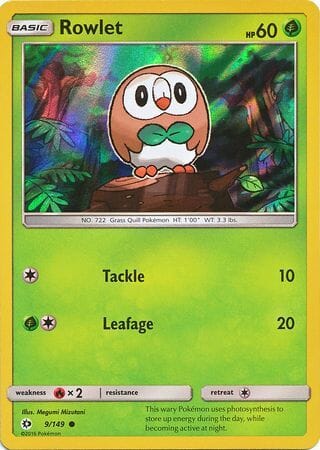 Rowlet (9/149) (Water Web Holo) [Sun & Moon: Base Set] Pokemon Single Pokémon  | Multizone: Comics And Games