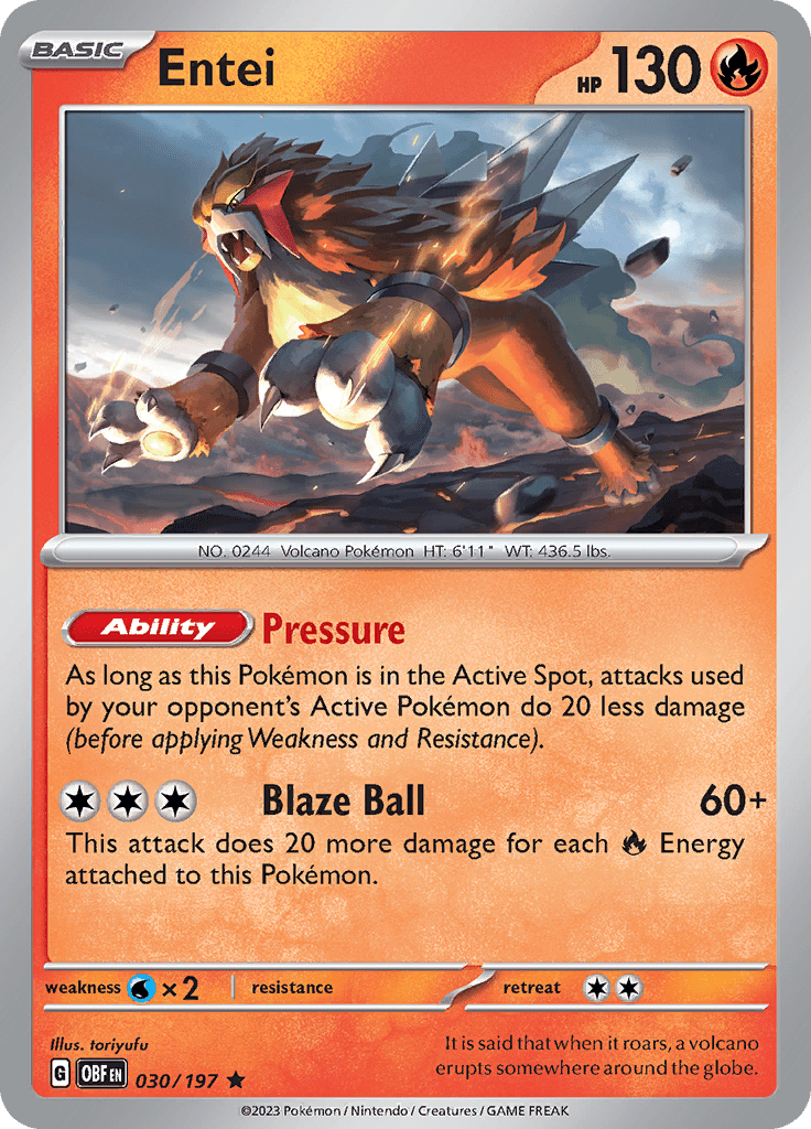 Entei (030/197) [Scarlet & Violet: Obsidian Flames] Pokemon Single Pokémon  | Multizone: Comics And Games