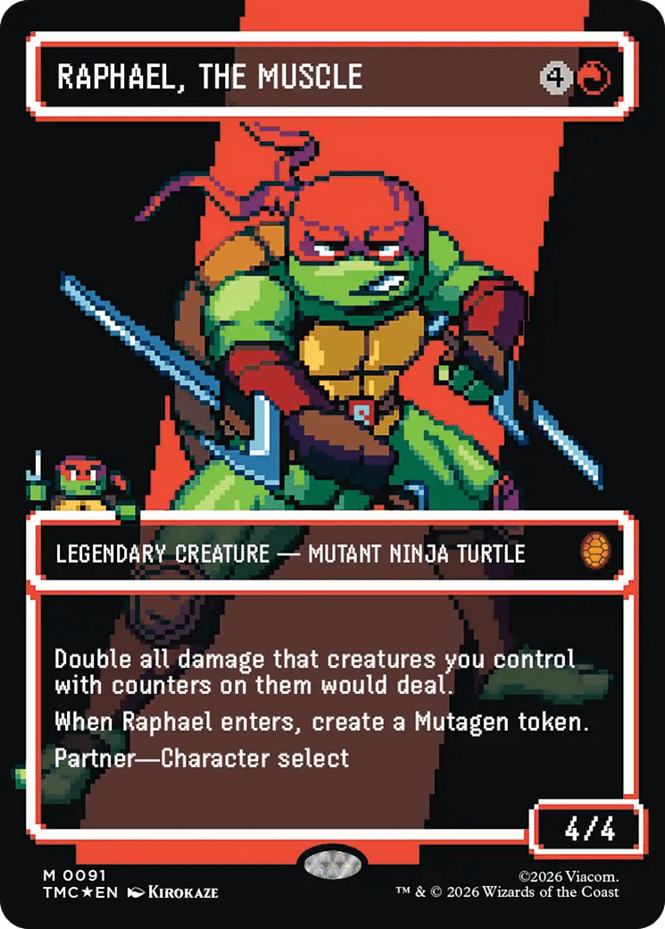 Raphael, the Muscle (0091) (Borderless) (Surge Foil) [Teenage Mutant Ninja Turtles Commander] MTG Single Magic: The Gathering  | Multizone: Comics And Games