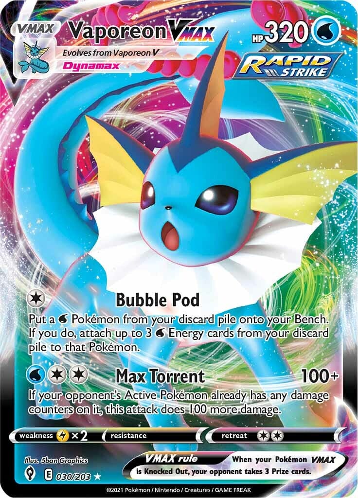 Vaporeon VMAX (030/203) [Sword & Shield: Evolving Skies] Pokemon Single Pokémon  | Multizone: Comics And Games