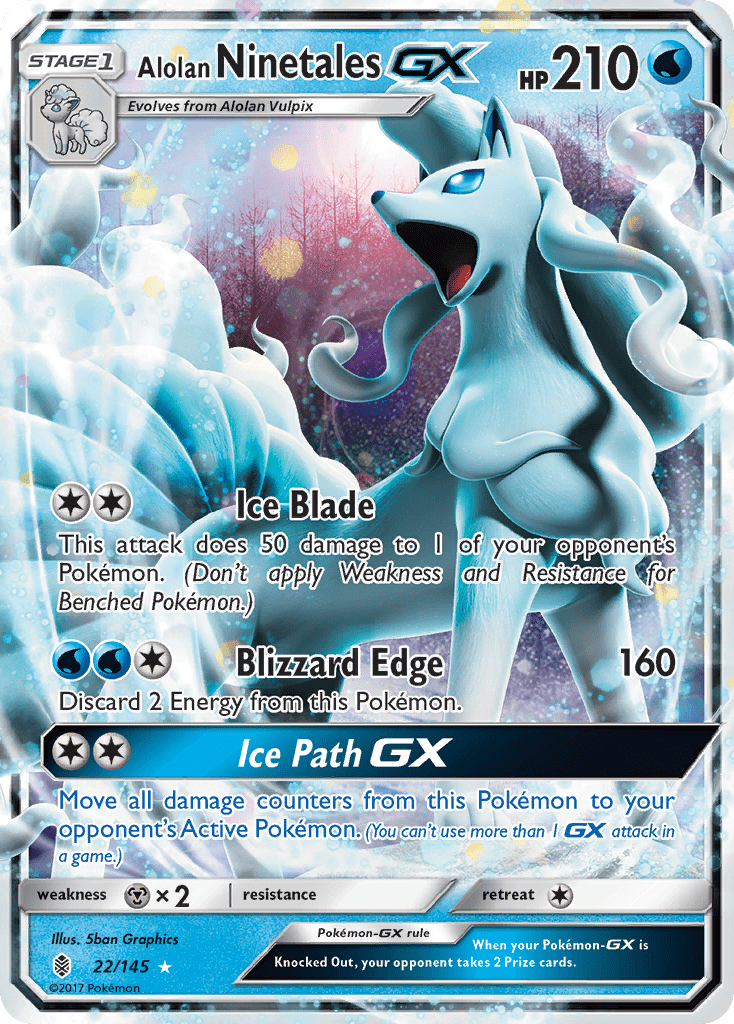 Alolan Ninetales GX (22/145) [Sun & Moon: Guardians Rising] Pokemon Single Pokémon  | Multizone: Comics And Games