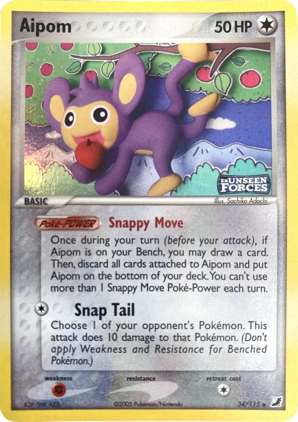 Aipom (34/115) (Stamped) [EX: Unseen Forces] Pokemon Single Pokémon  | Multizone: Comics And Games