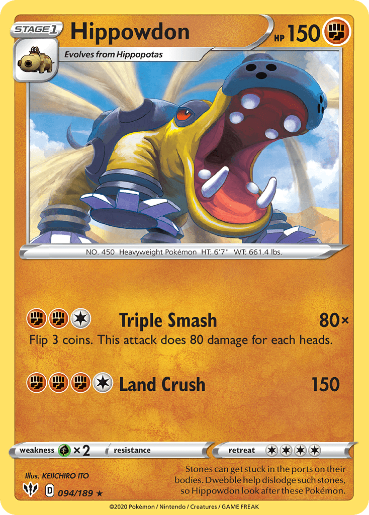 Hippowdon (094/189) [Sword & Shield: Darkness Ablaze] Pokemon Single Pokémon  | Multizone: Comics And Games