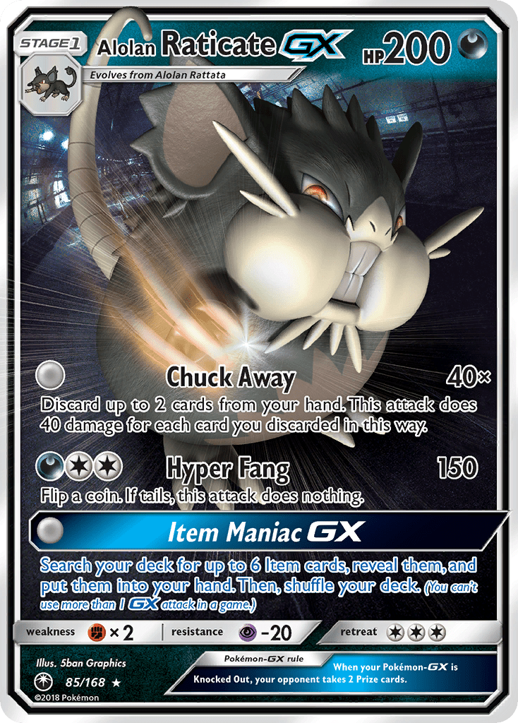 Alolan Raticate GX (85/168) [Sun & Moon: Celestial Storm] Pokemon Single Pokémon  | Multizone: Comics And Games