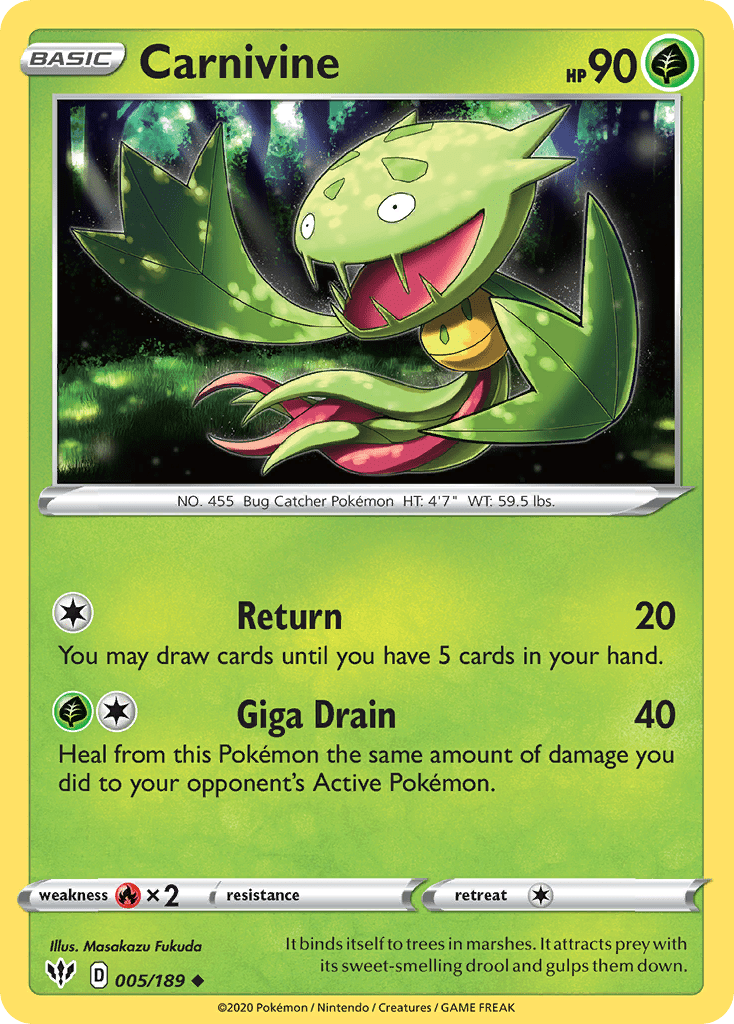 Carnivine (005/189) [Sword & Shield: Darkness Ablaze] Pokemon Single Pokémon  | Multizone: Comics And Games