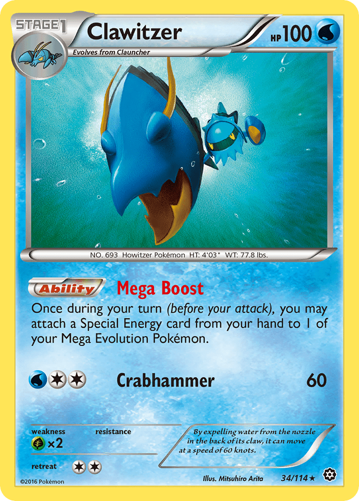 Clawitzer (34/114) [XY: Steam Siege] Pokemon Single Pokémon  | Multizone: Comics And Games