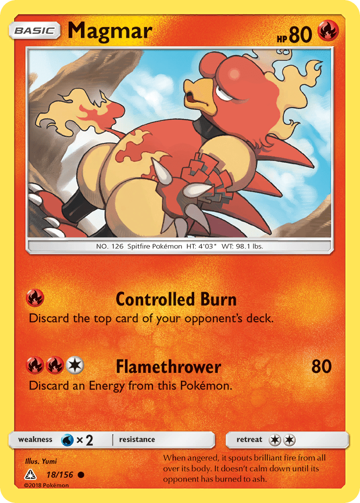 Magmar (18/156) [Sun & Moon: Ultra Prism] Pokemon Single Pokémon  | Multizone: Comics And Games