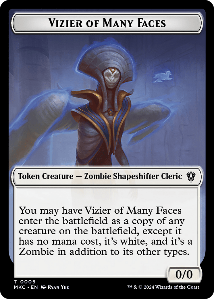 Vizier of Many Faces // Zombie Double-Sided Token [Murders at Karlov Manor Commander Tokens] MTG Single Magic: The Gathering  | Multizone: Comics And Games