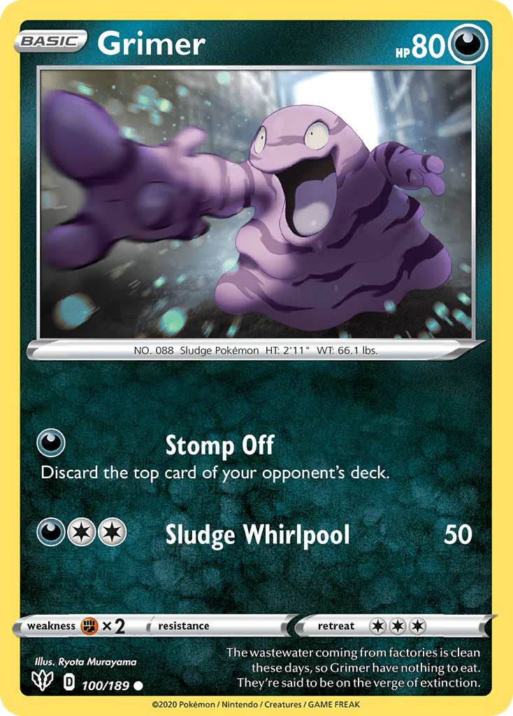 Grimer (100/189) [Sword & Shield: Darkness Ablaze] Pokemon Single Pokémon  | Multizone: Comics And Games