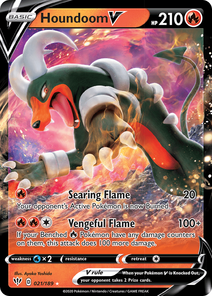 Houndoom V (021/189) [Sword & Shield: Darkness Ablaze] Pokemon Single Pokémon  | Multizone: Comics And Games