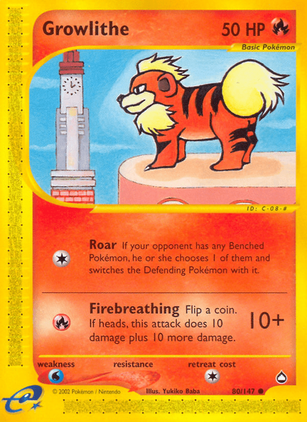 Growlithe (80/147) [Aquapolis] Pokemon Single Pokémon  | Multizone: Comics And Games