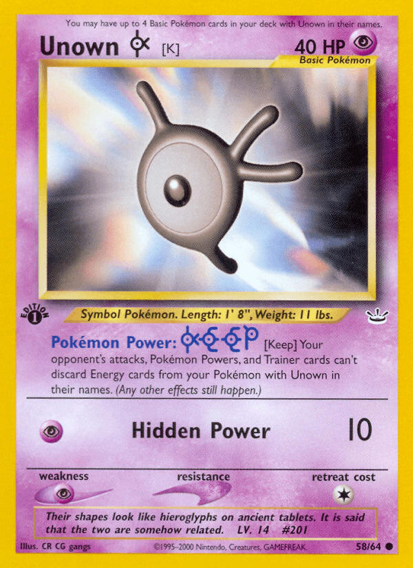 Unown [K] (58/64) [Neo Revelation 1st Edition] Pokemon Single Pokémon  | Multizone: Comics And Games