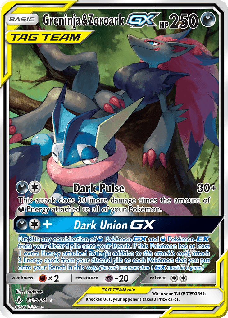 Greninja & Zoroark GX (201/214) [Sun & Moon: Unbroken Bonds] Pokemon Single Pokémon  | Multizone: Comics And Games