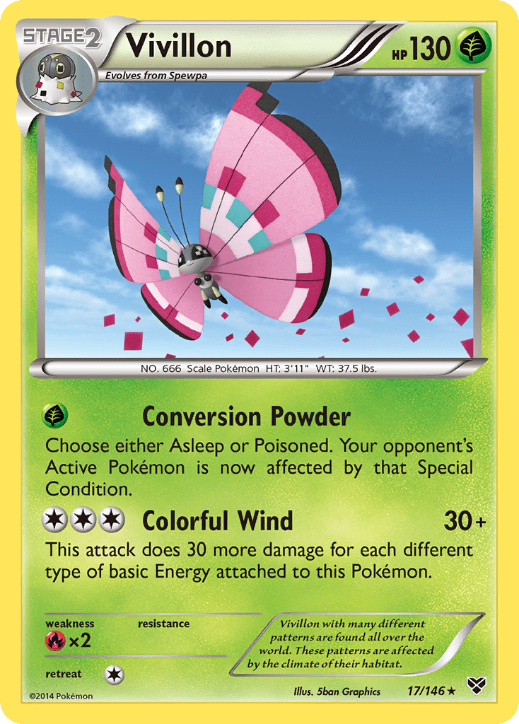 Vivillon (17/146) (Meadow Form/Pink Wings) [XY: Base Set] Pokemon Single Pokémon  | Multizone: Comics And Games