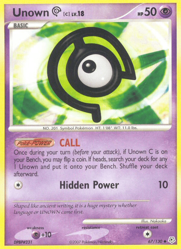 Unown C (67/130) [Diamond & Pearl: Base Set] Pokemon Single Pokémon  | Multizone: Comics And Games